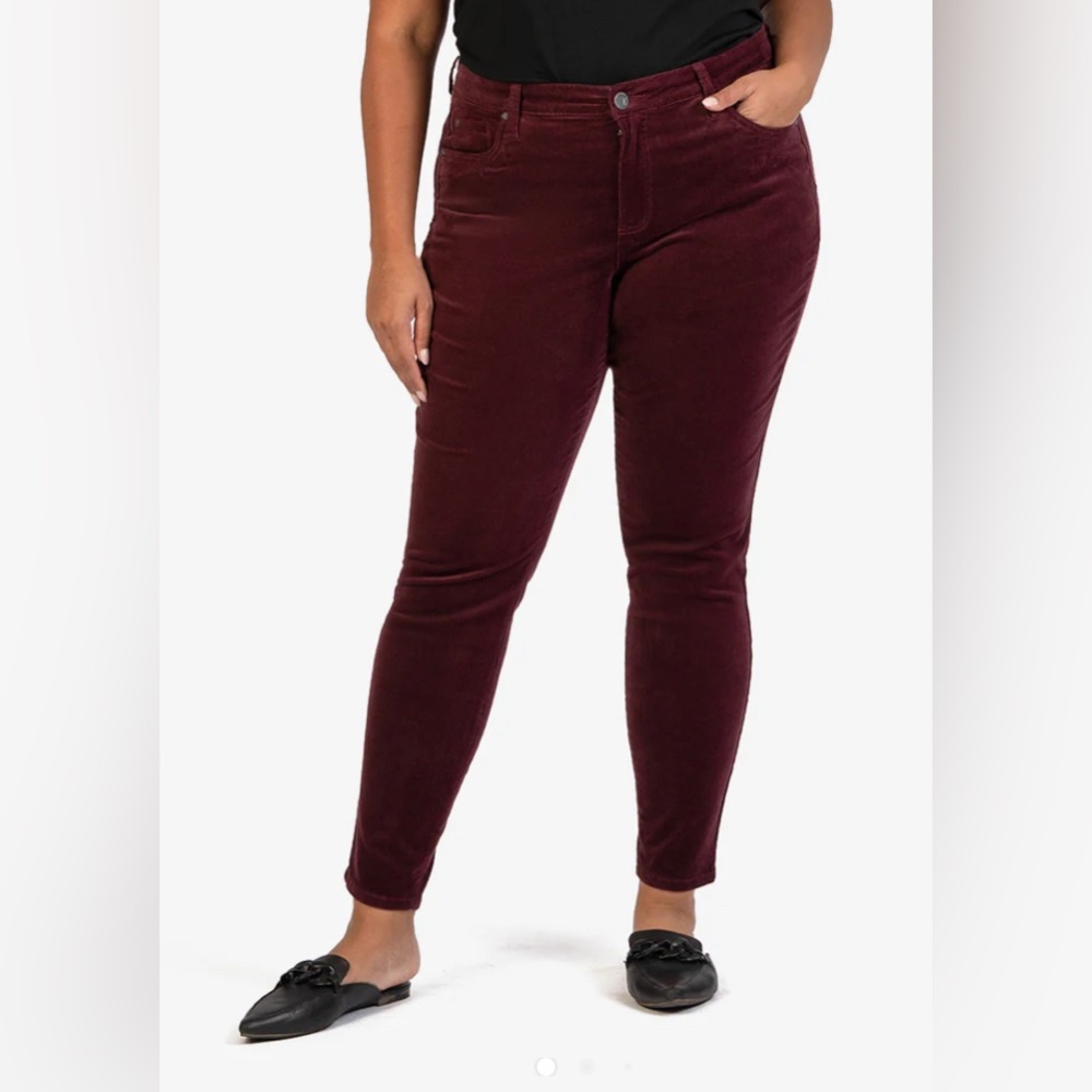 Kut From The Kloth Diana Skinny pants corduroy in Burgundy stretch - Picture 1 of 11